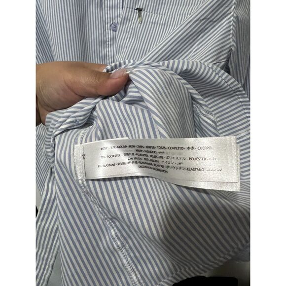 Ariat Tek Striped Button Up Collared Shirt Mens XXL Light Blue White - Picture 10 of 10